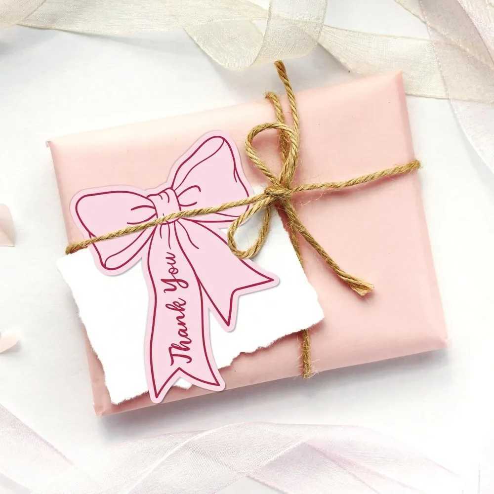 10/25/50pcs Pink Bow DIY Handwritten Family Party Gift Card Child Birthday Gift Card Restaurant Business Mini Thank You Card G251119
