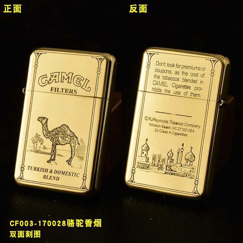 Exquisite Brass Kerosene Lighter Slim Windproof Vintage Grinding Wheel Ignition Lighter Cigarette Accessories Mens GiftC250321