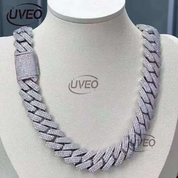 Designer Chain Necklace Jewelry 20mm 3 row K-chain VVS Moissanite Gold plated sterstersier Cuban bracelet Hip Hop