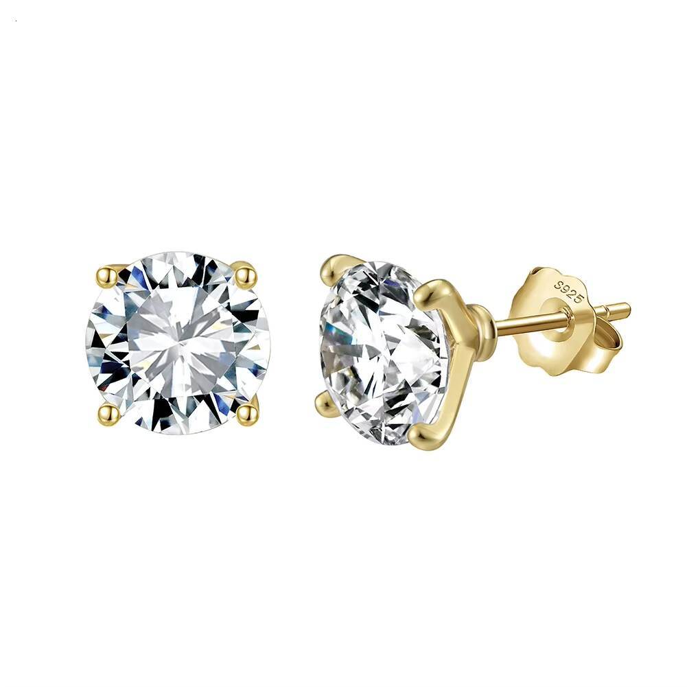 RINNTIN SMOE04 Factory Wholesale 925 Sterling Silver Round Cut 6 Claw Screw Back VVS Moissanite Stud Earrings for Men and Women