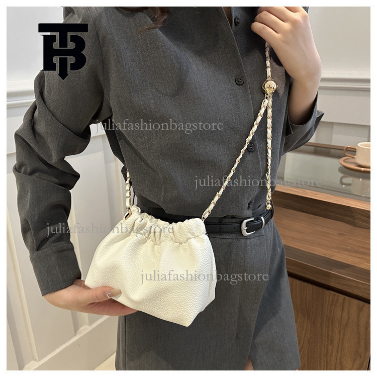 TB BHULAMTE Designer Texture Chain Wrinkle Women's Cloud Bag Luxury Handbag Summer New Lychee Pattern Single Shoulder Bucket Bag