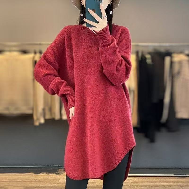 plus size women's new long sleeve high waist printed banquet dress mid-length skirt D02846