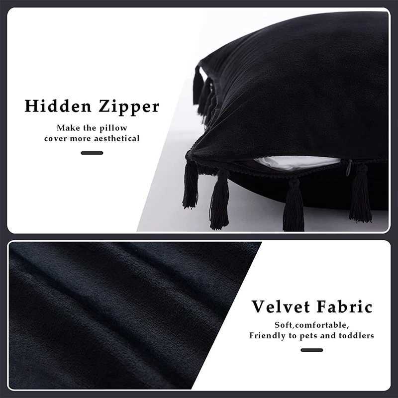 2pcs Black Tassel cases Holiday Home Cover DecorationVelvet Gift Throw Cushion Covers 30x50cm 45x45cm 50x50cmM251119