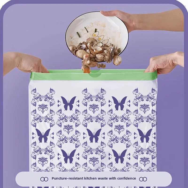 50 Count Lavender Scented Trash Bags - Thickened Drawstring Kitchen Garbage Bags with Mosquito Repellent Tear-Resistant C251119