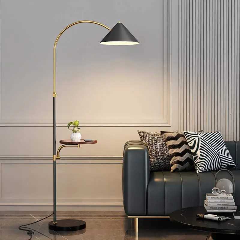 Living Room Led Floor Lamp Design Nordic Stand Light Home Decor Bedroom Bedside Sofa Lighting Fixture Fabric Lampshade Black M251119