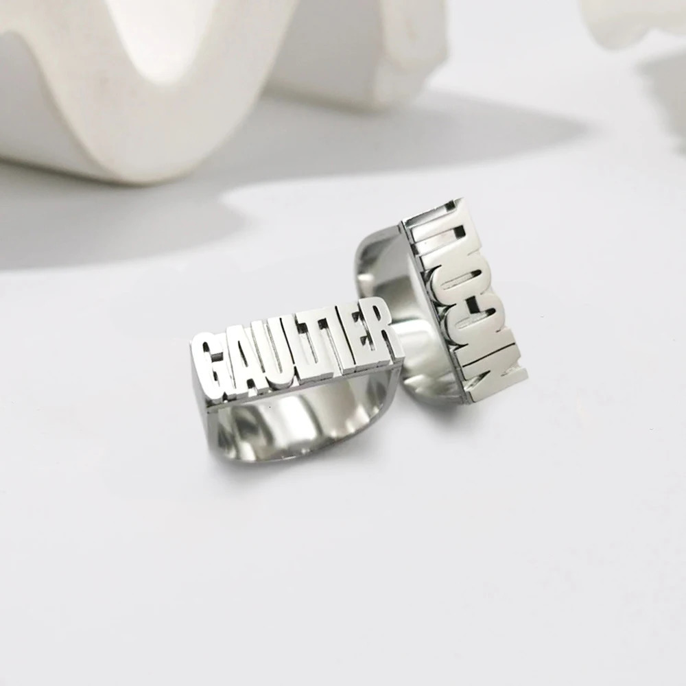 Chunky Ring Men Women Custom Ring Initial Personalized First Name Ring Good Quality Stainless Steel Jewelry Wholesale Bulk Order 250418