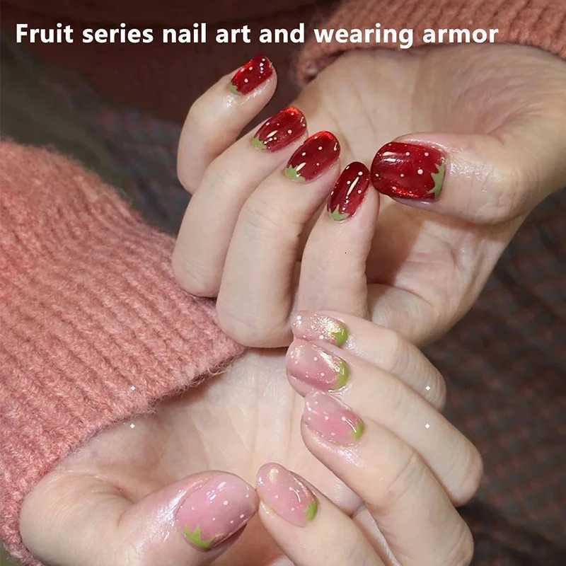 30Pcs/set False Nails Wearable Watermelon Strawberry Fake Nails Simple Artificial Press On Nails Tips Nail Art DIY ManicureT251118T251119