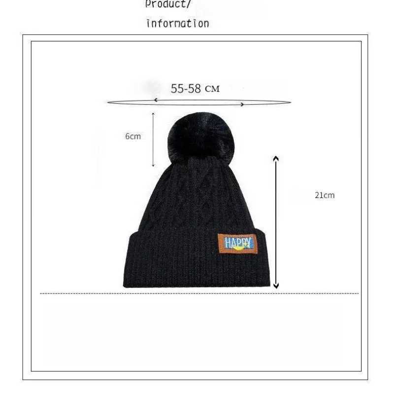 Winter Velvet Wool Hat Thickened Warm Knitted Hat Womens Big Head Enclosure Ear Hair Ball Hat White Ball Hat G251119
