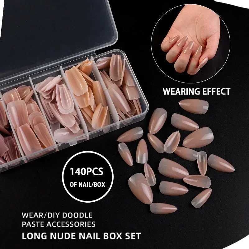 140PCS Skin Tones Press on Nails 3-IN-1 Nude Natural Soft Nail Tips Set Ultra-Fit Gel Nail Extensions Easy Manicure DIYT251118T251119
