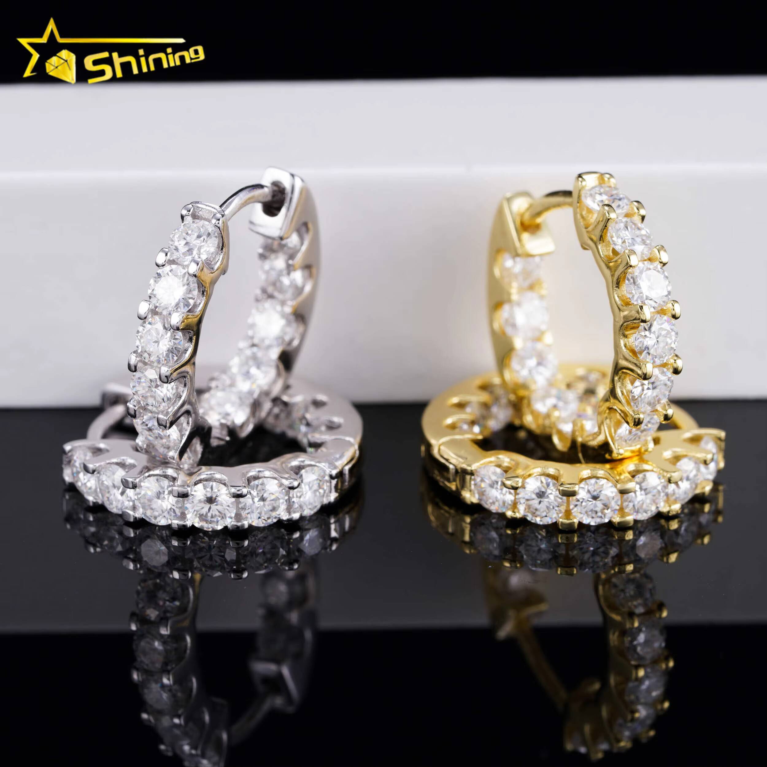 New Arrival Hot Sale Design Tennis Earrings 925 Silver 30mm GRA Moissanite Hoop Earrings Fashion Jewelry