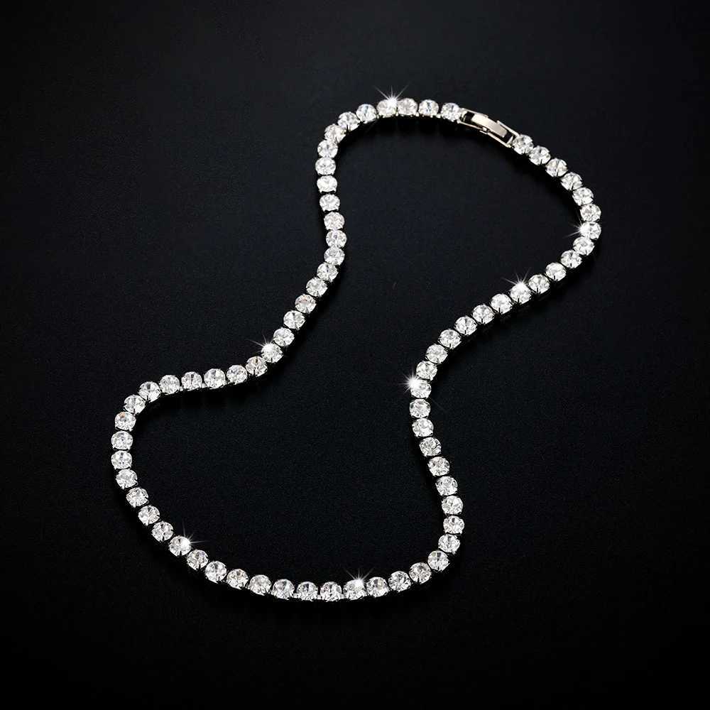 New Elegant Dazzling CZ Diamonds Choker Necklace Luxury Tennis Chain Necklace for Women Jewelry Gift Cuban Chain Crystal Bracele M251211