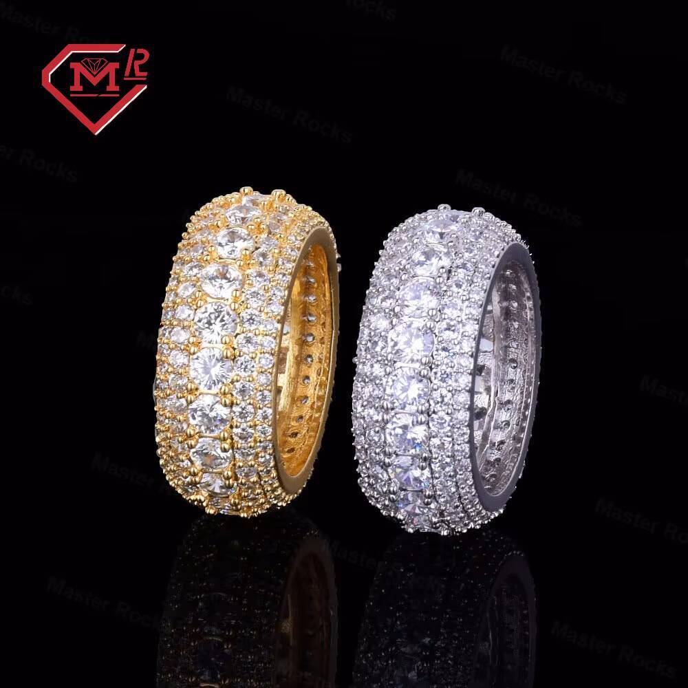 Mens Silver Ring Moissanite Custom Bling Sparkly Cuban Ring Iced Out Gra Certificated Moissanite Tennis Ring