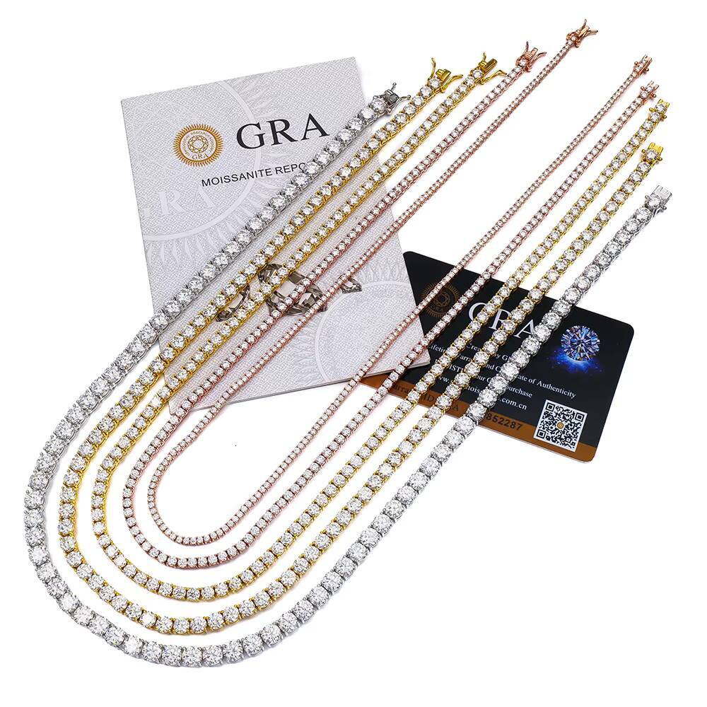 Ready Ship VVS Moissanite Diamond Tennis Chain Necklace Cheap Price Hip Hop Iced Out Chain Moissanite Chain