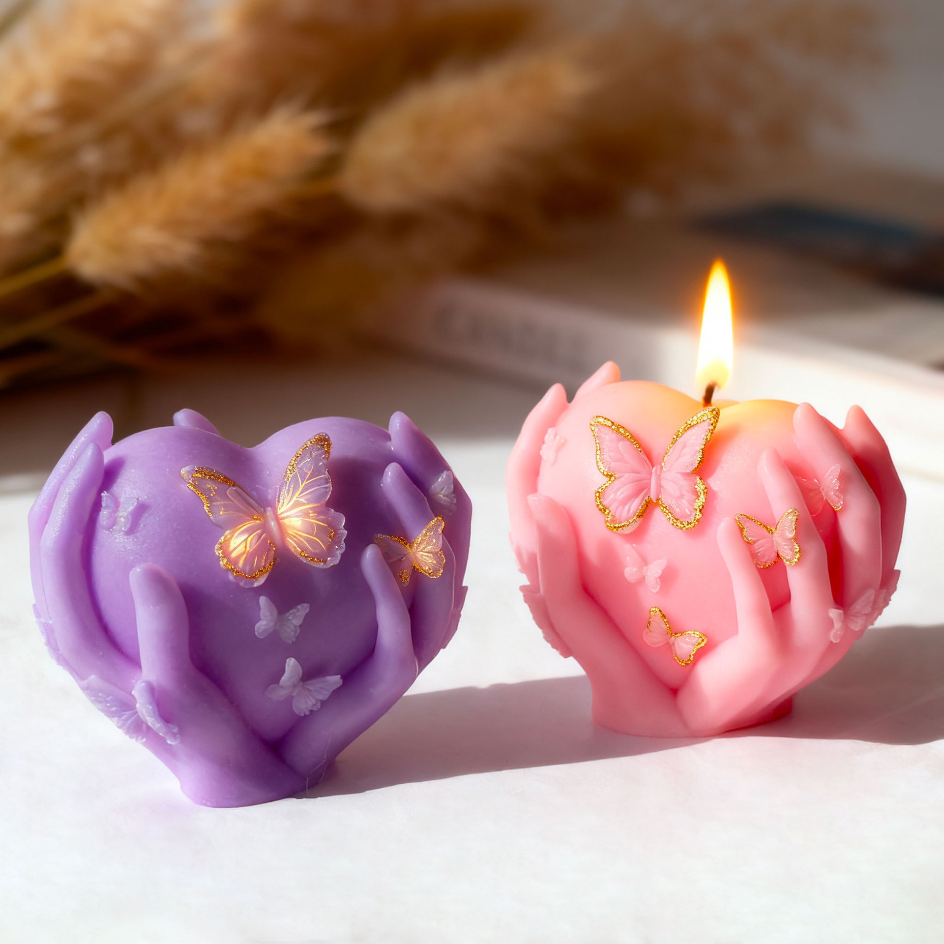 Heart-Shaped Butterfly Candle Silicone Mold DIY Valentine's Day Handheld Heart-Shaped Handmade Scented Plaster Mold