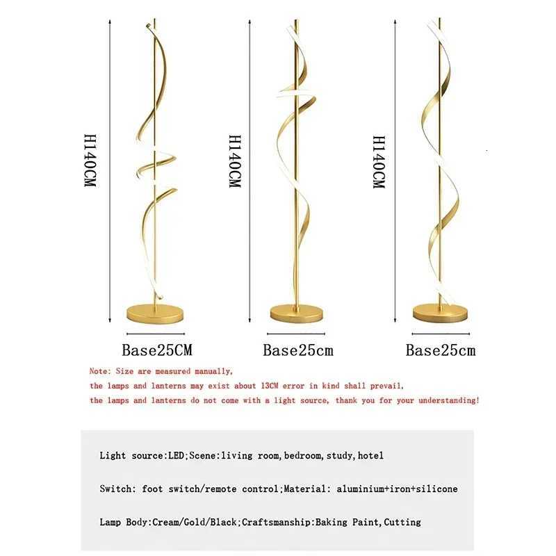 Nordic Modern LED Floor Lamp With Spiral Design Lines Light Luxury Study Indoor Home Decoration Bedroom Bedside Floor Lamp M251119