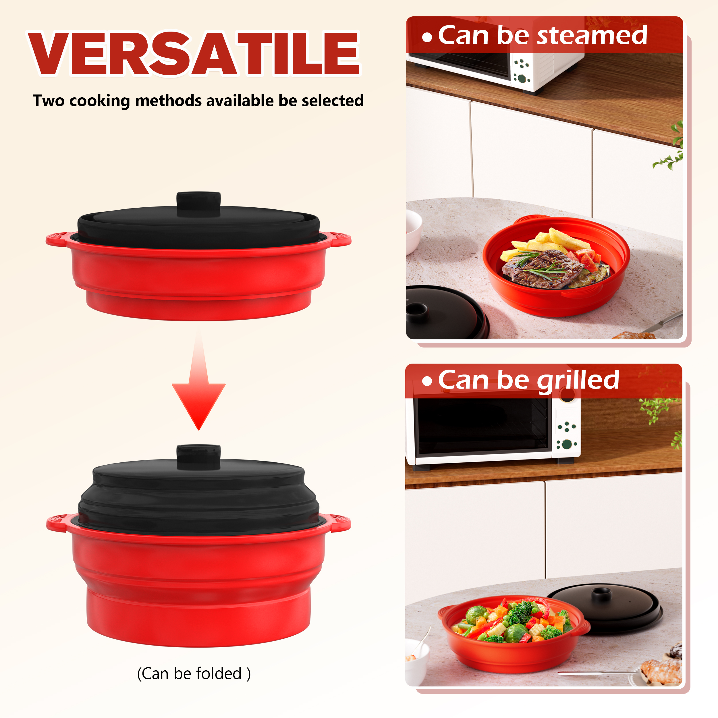 Multifunctional Microwave Silicone Folding Pan Kitchen Tool
