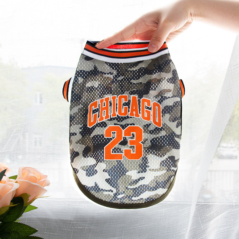 Mesh Breathable Dog Clothes Vest Schnauzer Teddy Sport Large Dog Pet Cat Shirts Jersey Basketball Clothing Puppy T-Shirts Summer
