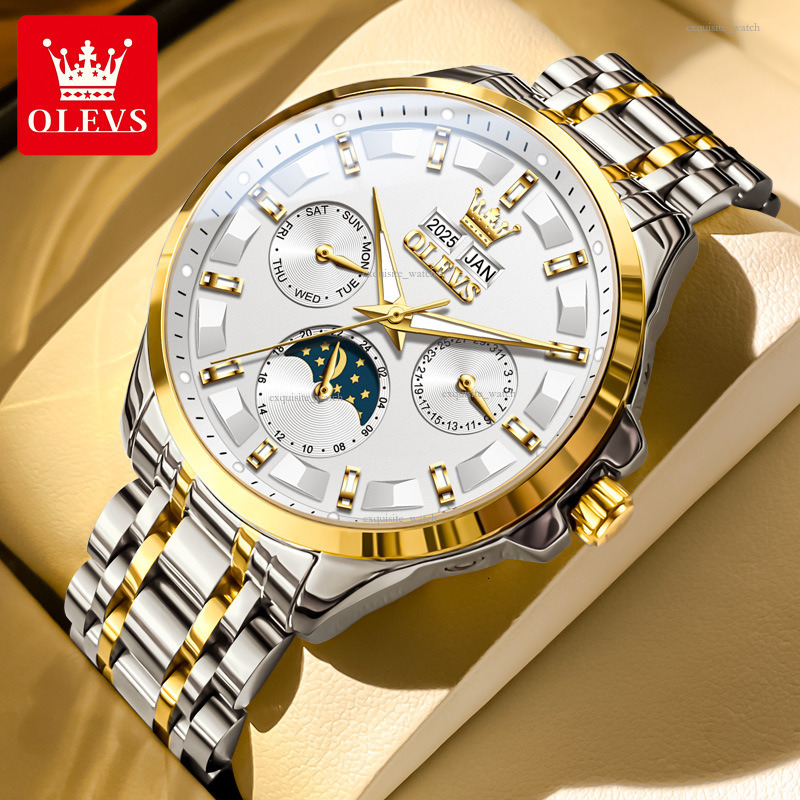 OLEVS Brand Designer Luxury Business Men's Outdoor Perpetual Calendar Multi-functional Mechanical Watch Fully Automatic Waterproof Men's Wat