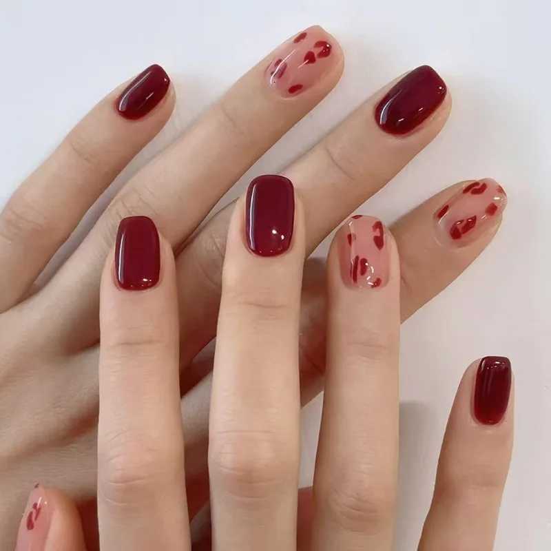 24pcs Simple Gradient Press on Nails with Star Design Short Square Fake Nail Tips Wearable Ballet False Nail Finished ManicureT251118T251119