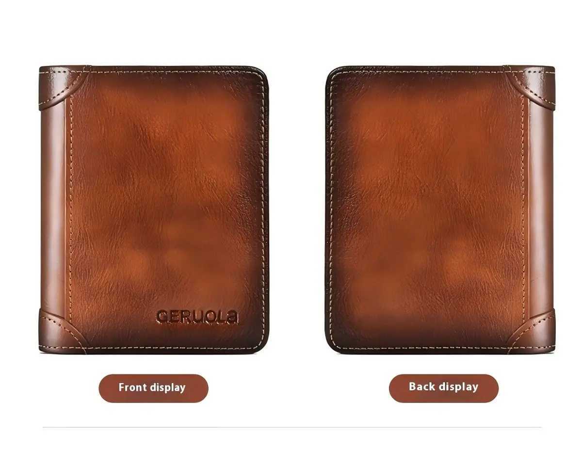 Mens Wallet Genuine Leather RFID Shielding Two Fold Wallet Retro Thin Short Multifunctional ID Card Credit Card Holder Mens WaT251119