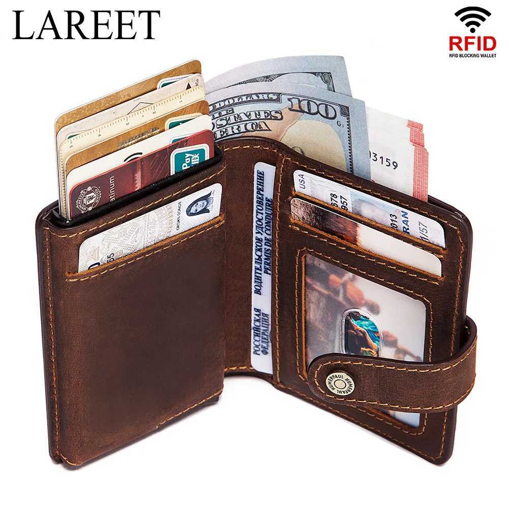 Thin Genuine Leather Man Wallets Credit Card Case ID Holder Short Zipper Purse Credential Bag Luxury Business Slim Male WaletT251119