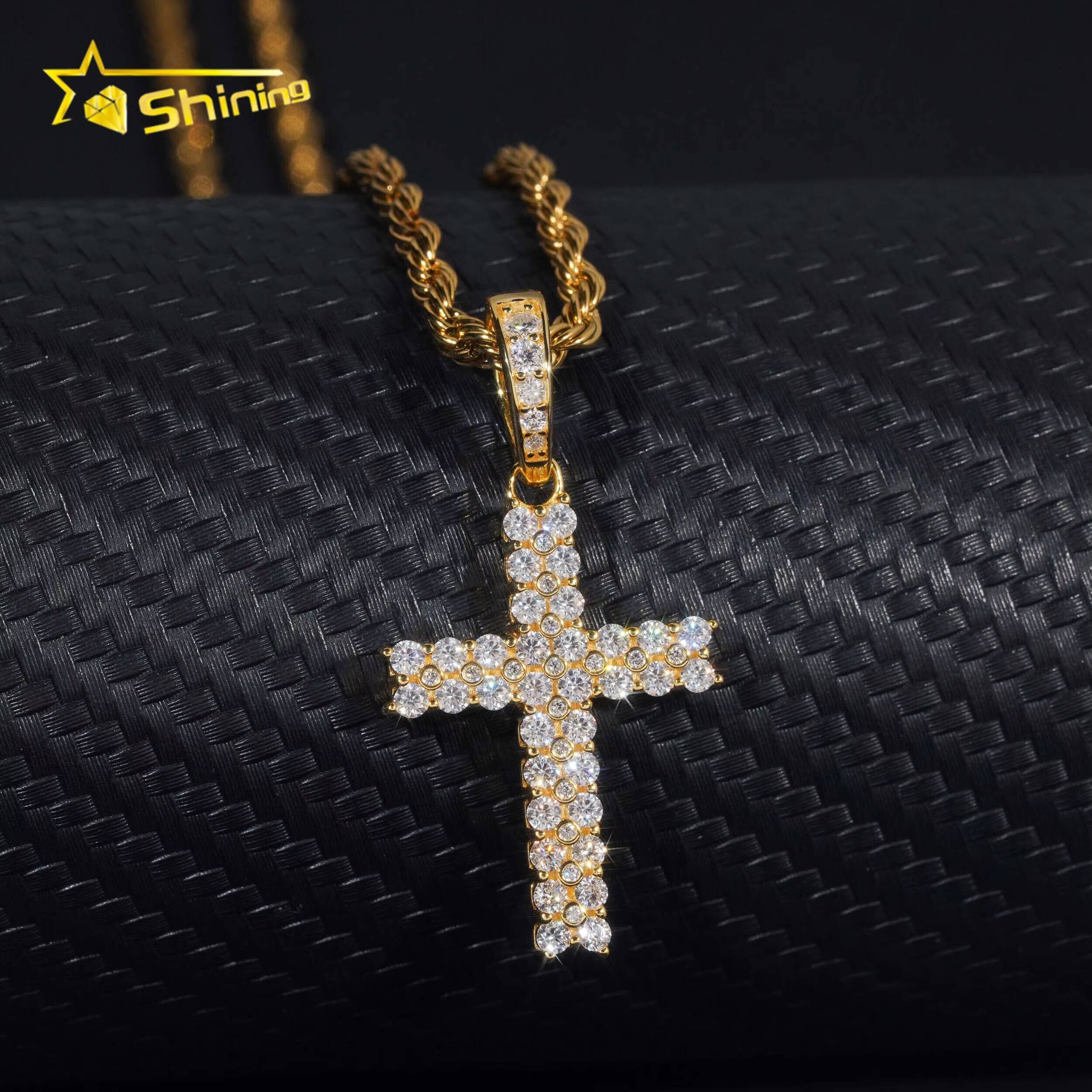 Hip Hop Jewelry Silver Christian Dainty Jesus Piece D Color Vvs Moissanite Men Pendant Diamond Cross Pendant Necklace