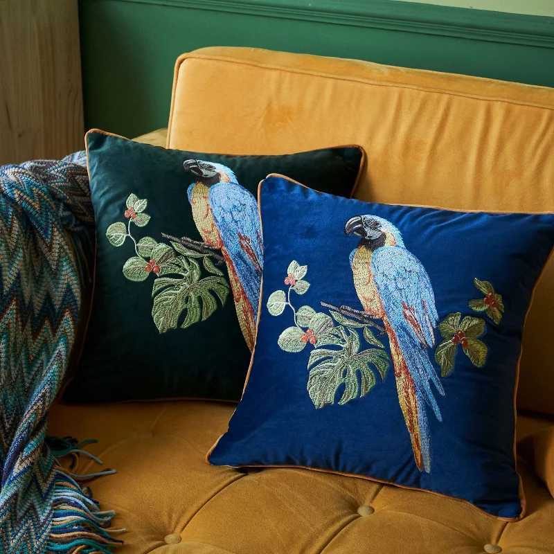 Embroidered Cushion Cover Cotton 45x45cm Animal Style Ornamental Case For Living Room Luxury Home DecorM251119