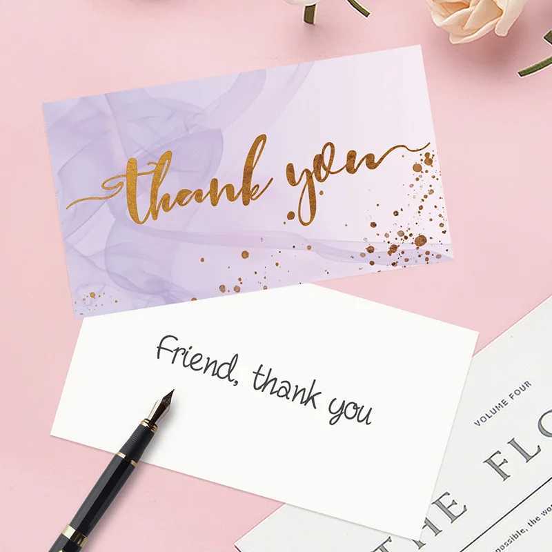 50pcs/ Pack Gold Textured Thank You Cards Suitable For Weddings Business Party Invitations Holiday Cards G251119
