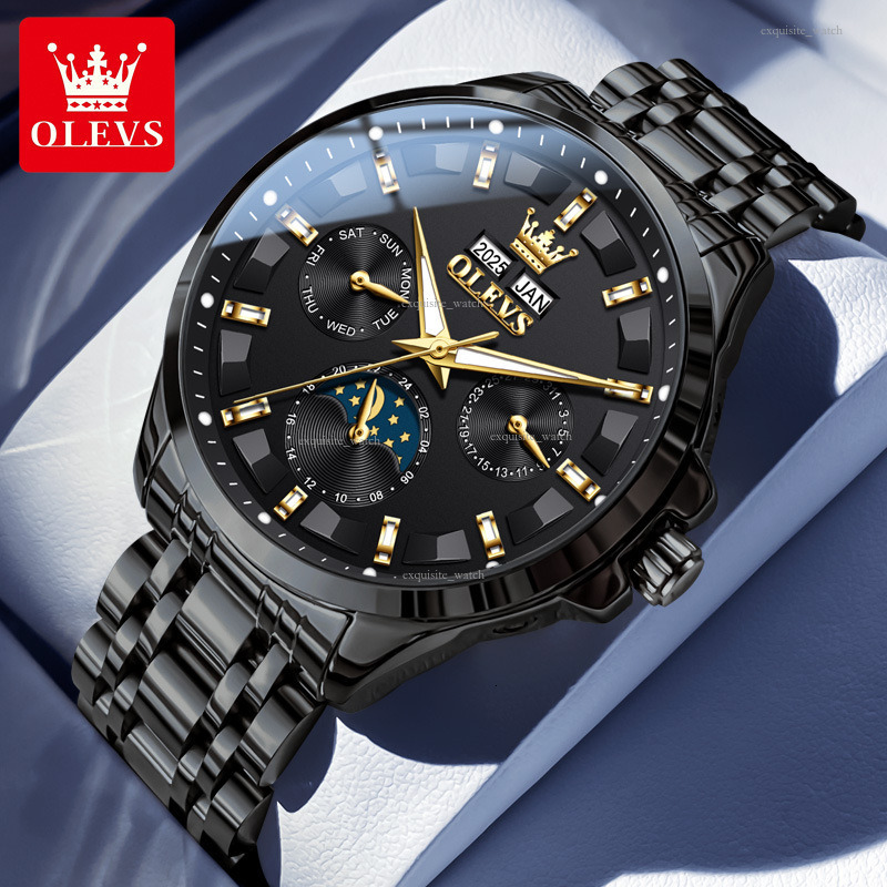 OLEVS Brand Designer Luxury Business Men's Outdoor Perpetual Calendar Multi-functional Mechanical Watch Fully Automatic Waterproof Men's Wat