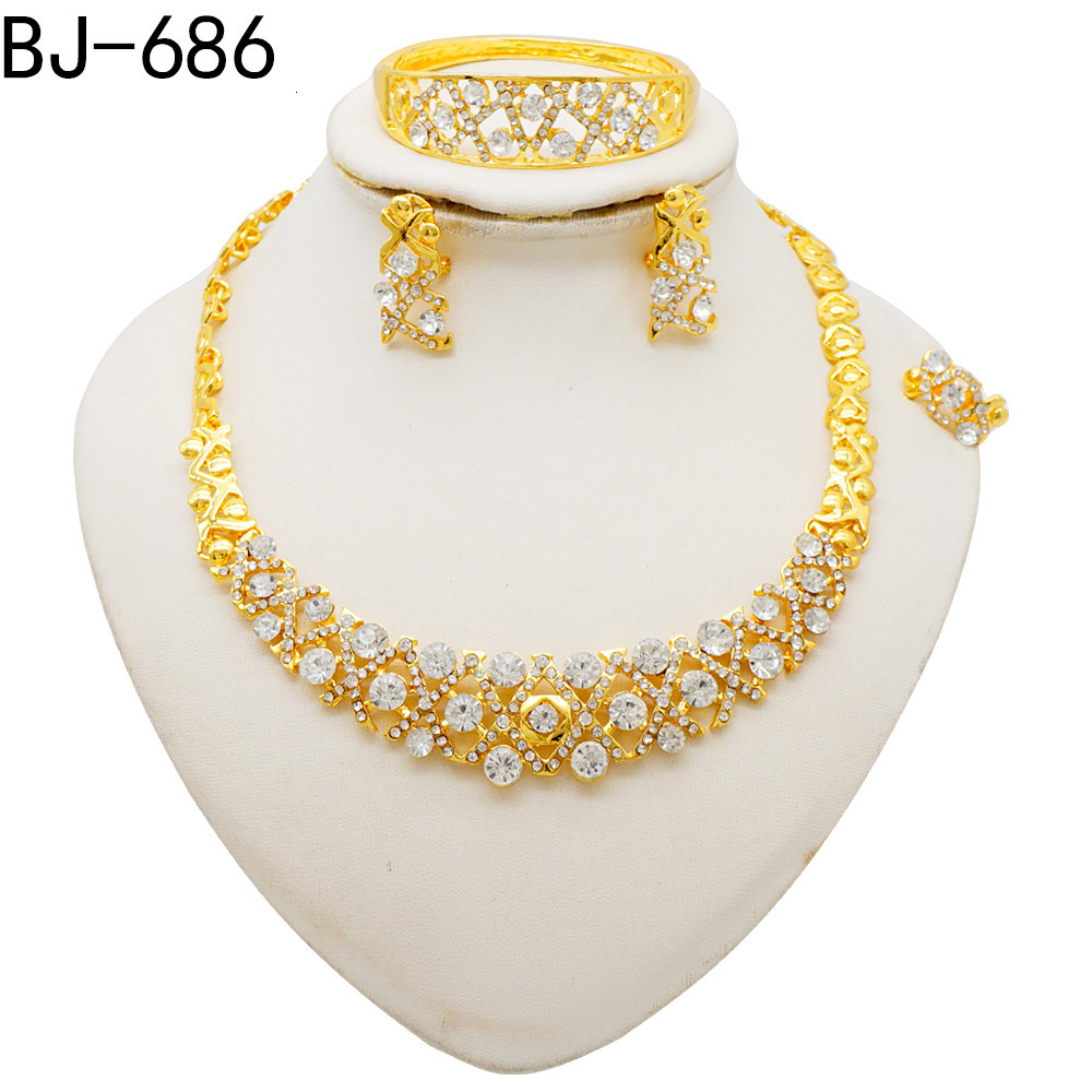 Womens necklace earring bracelet ring jewelry set two tons 18K gold-plated Dubai party jewelry Nigeria trend 241115