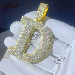 Designer JewelryCustom top quality hip hop iced out dia sterg sier gold initial moissanite letter pendant