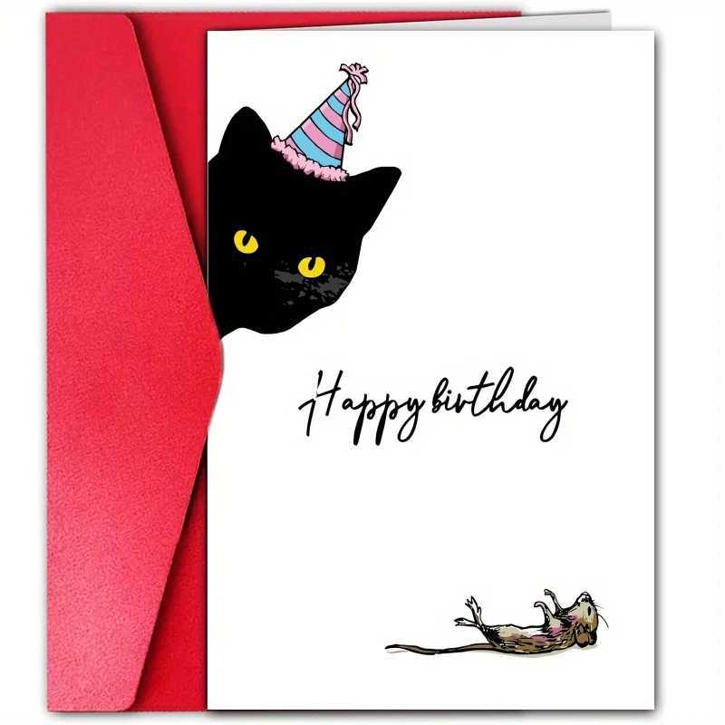 1pc funny for her husband best friend birthday card cat birthday card G251119