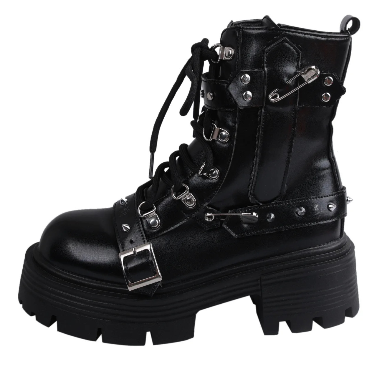 Womens Rivet Chain Short Boots Gothic Shoes Street Fashion Lady Rock Boots Metal Decor Punk Style Women Shoes 250418