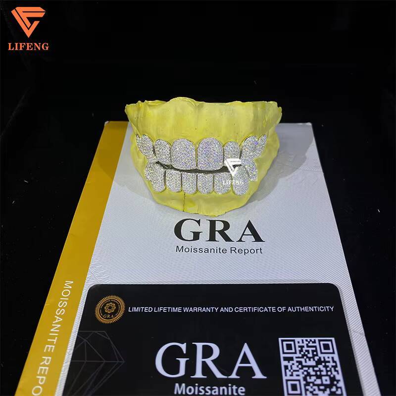 Lifeng Custom Honeycomb Moissanite Brilliant Cut VVS Gold Plated Grillz Bling Silver Brilliant Cut VVS Gold Plated