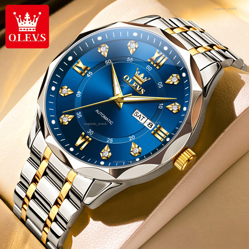 OLEVS Brand Design Men's Watches With Dual Calendars Luxury Fully Automatic Mechanical Watches Luminous And Waterproof Men's Watches Free Sh