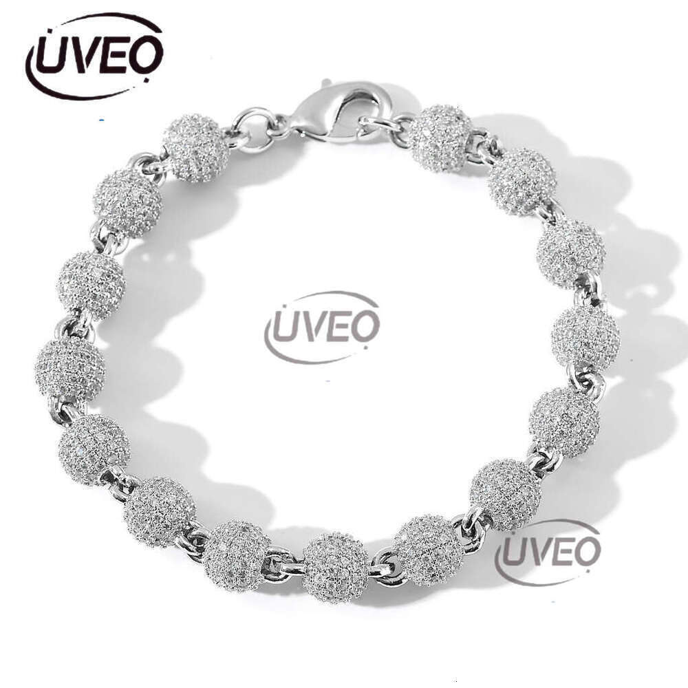 Luxury Hip Hop 8mm round bead neck collarbone chain full ice out VVS Moissanite Necklace bracelet for men and women Free delivery