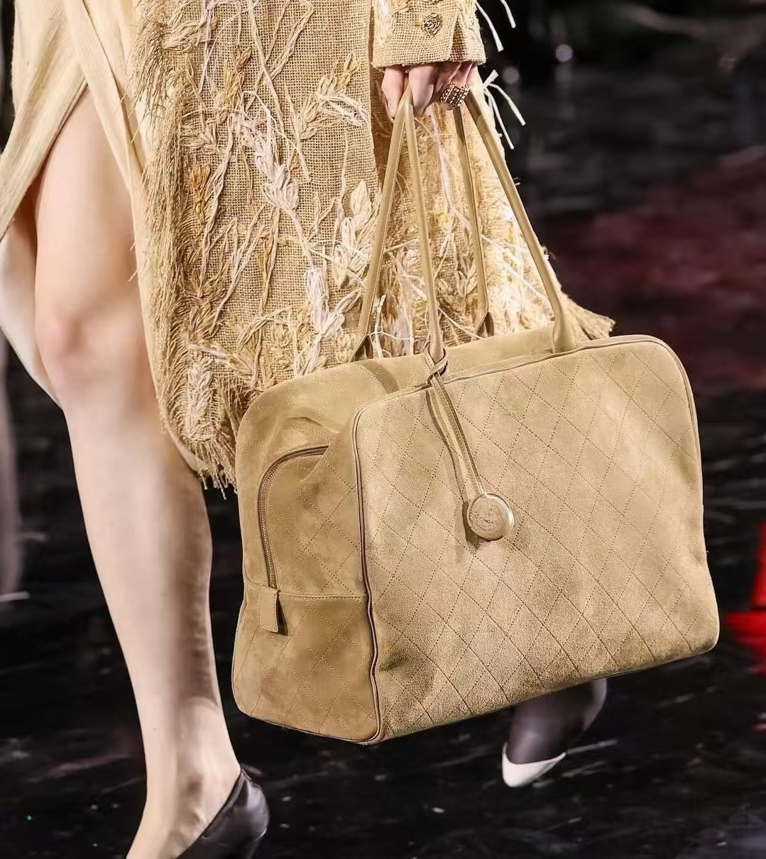 Large Soft Suede Leather Plaid Totes Big Capacity Vintage Designer Travel Airport Shoulder Bags Handbags Outfitters Work Bag For Women 2025 Winter New 2.55 3455