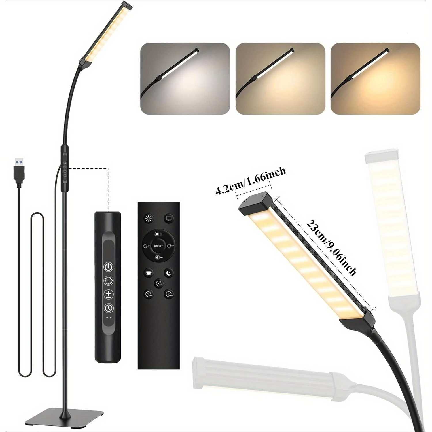 Touch control remote for floor lamp - Adjustable brightness from 10 levels flexible swivel standing lamp for various room M251119