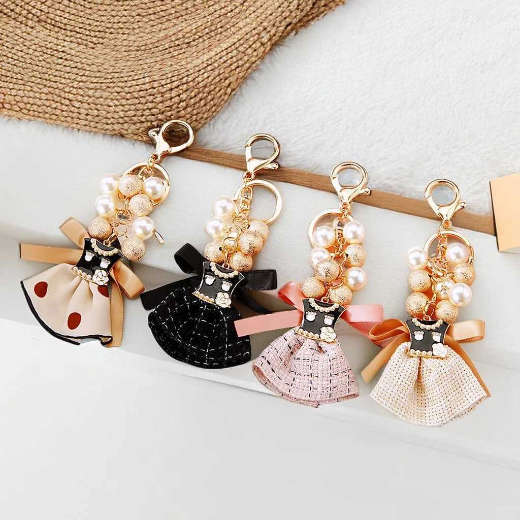 Luxury Jewelry Designer Trend Jewelry Bow Knot Pearl Car Keychain Cute Female Pendant Keychain Link Creative Gift Y250418