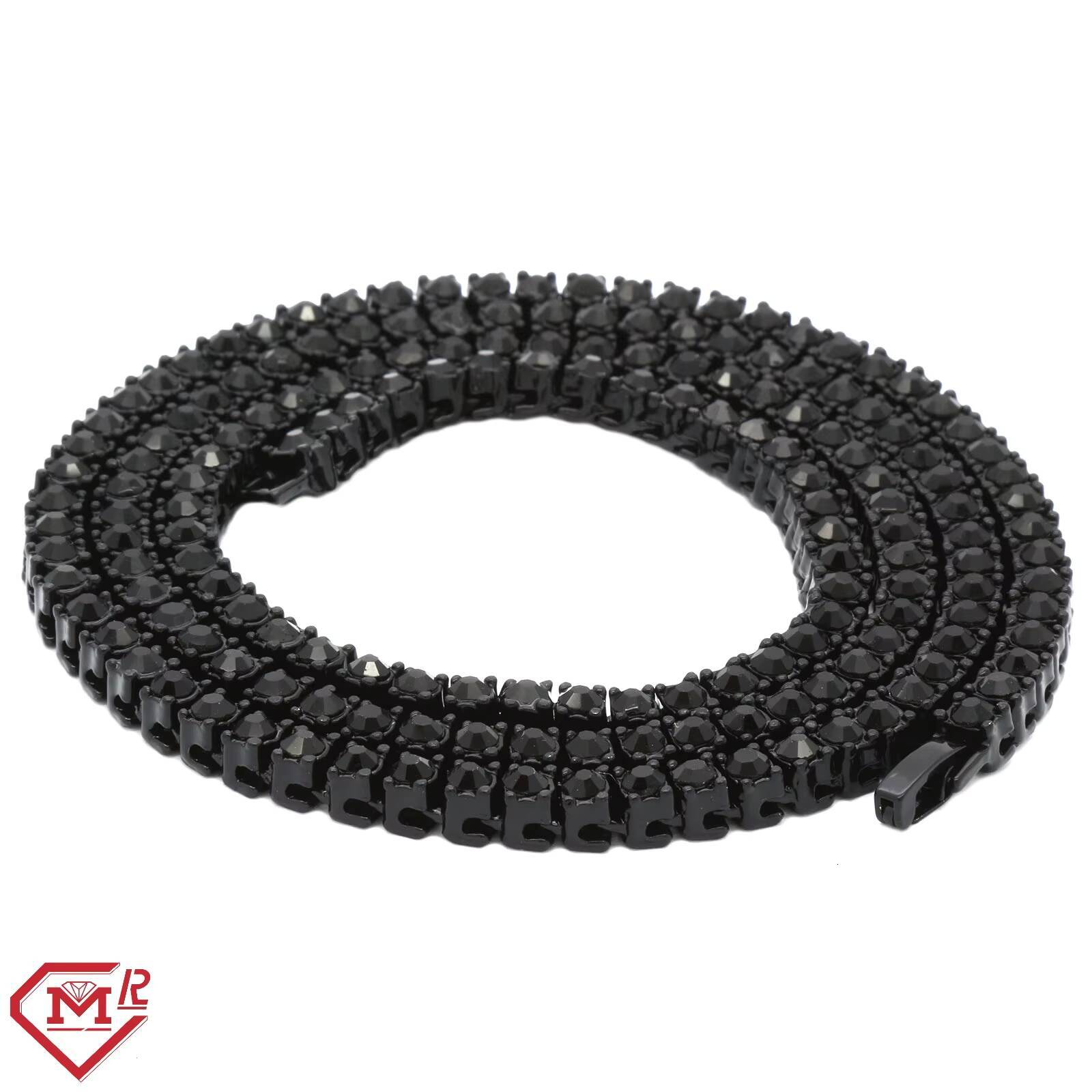 Hiphop Jewelry Black Tennis Necklace 925 Sterling Silver Pass Testter VVS Moissanite Tennis Chain