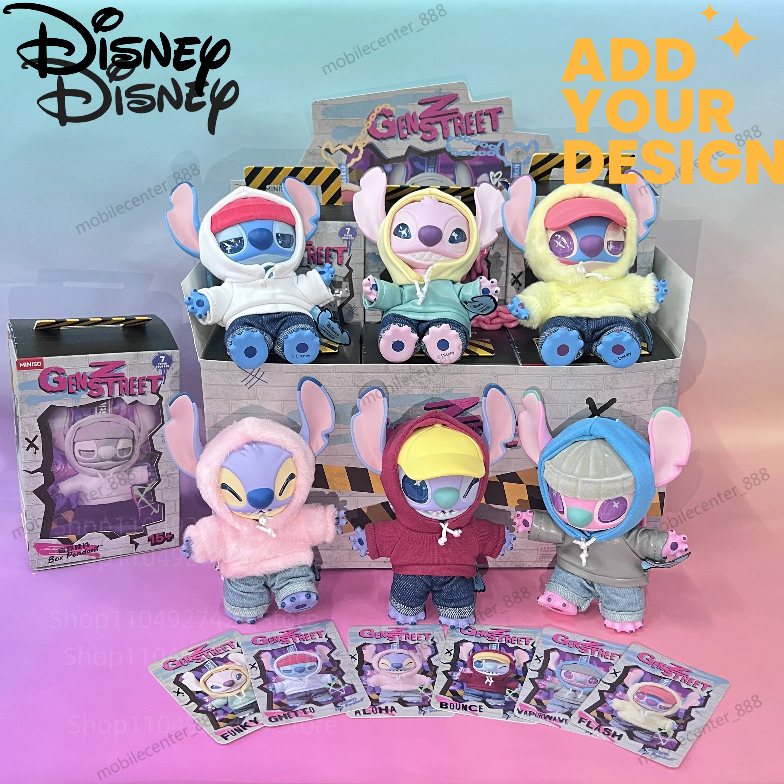 custom Disney Gen Z Street Series Blind Figure Cute Stitch Vinyl Doll Mystery Box Plush Surprise Bag Pendant Girl Gift Toys
