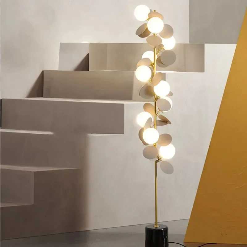Designer Multicolor Leaf Luxury Floor Lams Living Room Kitchen Bedroom Sofasides Modern Metal Base LED Vertical Lights M251119