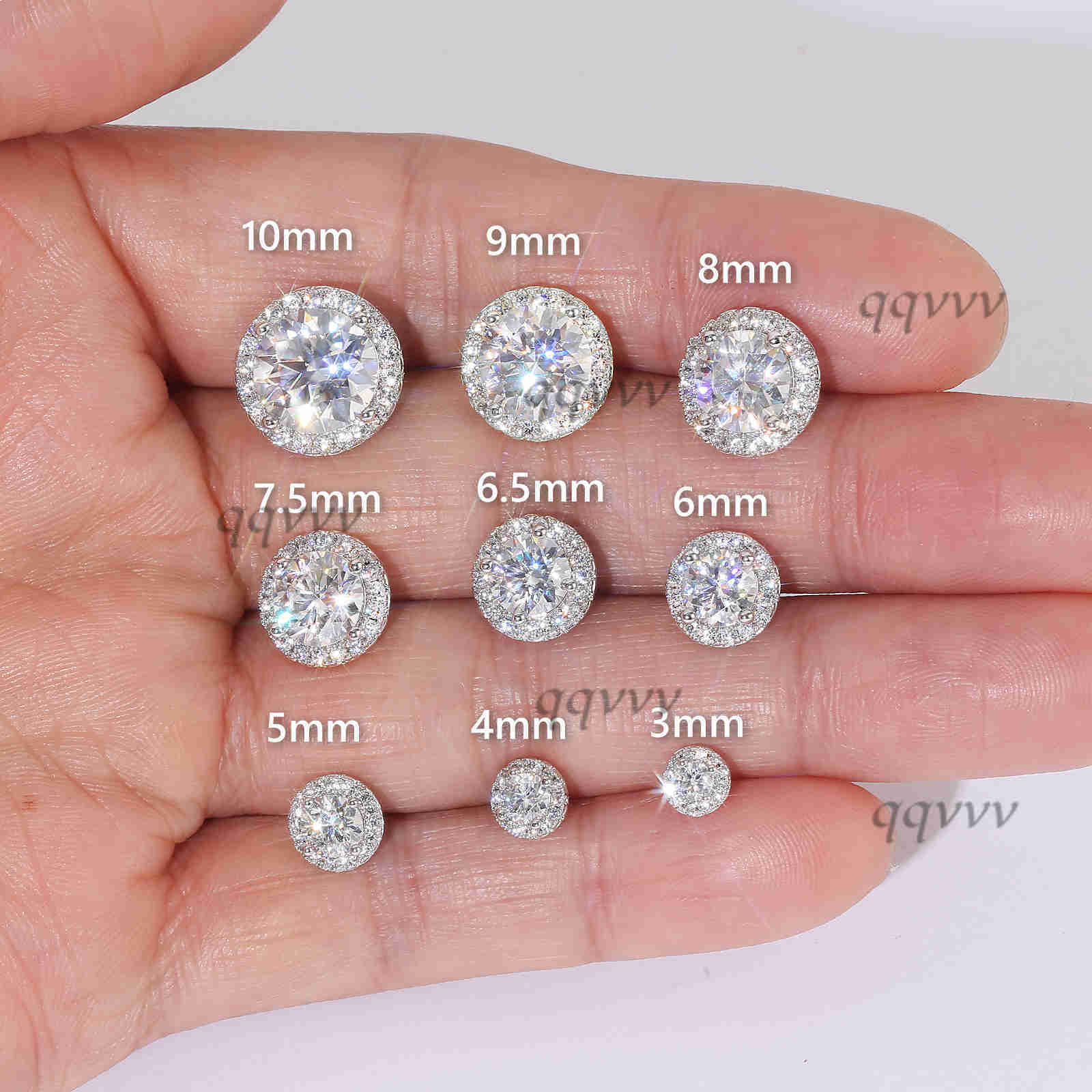 3-10mm Wholesale Vvs Flower Cluster Halo Diamond Stud Gra 925 Sterling Silver 14k Gold Plated Women Moissanite Earring Menqqvvv