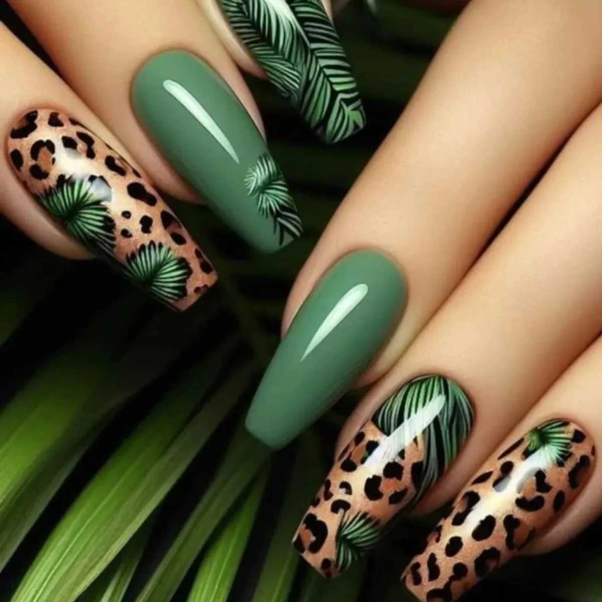 24pcs Finished False Nail Art Mid-length Ballet Nails Sets Press on Glitter Flower Design Fake Nails Set Acrylic Coffin ManicureT251118T251119