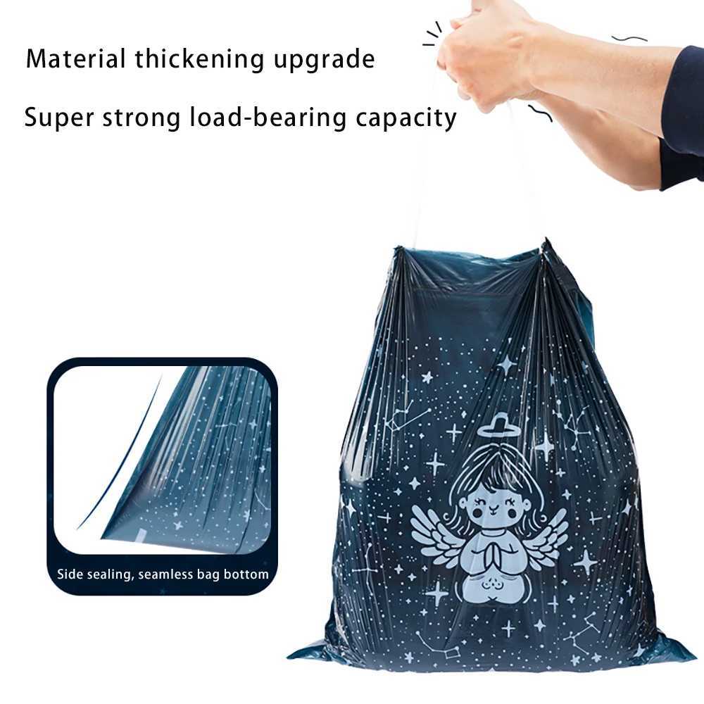 Non tear drawstring garbage bag for household use handheld thickened with rope kitchen bucket pocket cleaning C251119