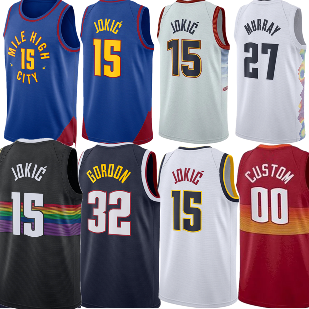Custom Nikola Jamal Murray Jokic Basketball Jerseys Michael Porter Jr. Denvers Carmelo Anthony Nugget Aaron Gordon City