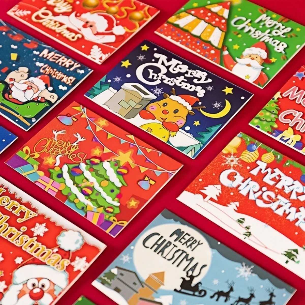 12/24/36 Pack Foiled Glittery Assorted Christmas Cards with Envelopes and Stickers Blank Holiday Greeting Card SetXmas Gift G251119