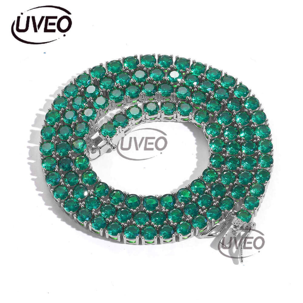 Men Women Luxury Hip Hop 4mm green single row Ice out VVS Moissanite necklace Tennis bracelet Free delivery