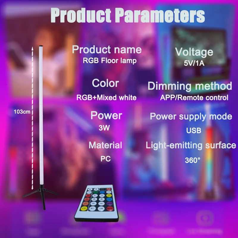 App Controlled RGB Corner Floor Lamp Musical Dimmable for Party Wedding Holiday Events Decoration M251119
