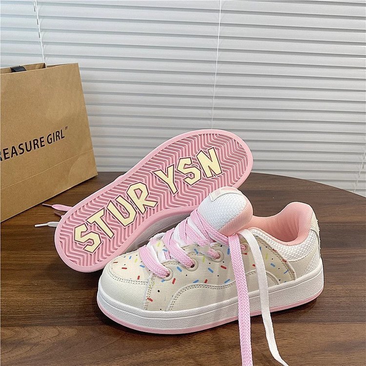 designer shoes Pink Low-Top Sneakers Women's Student Color-Block Casual Shoes New Model